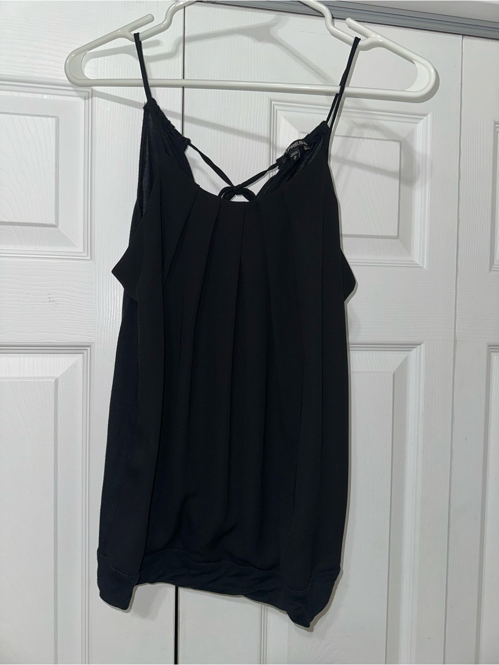 Express Black Pleated Camisole with Halter Tie